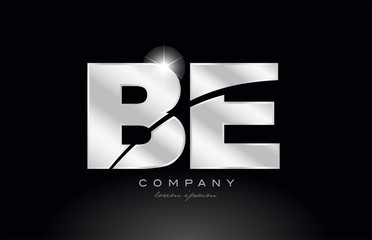 silver letter be b e metal combination alphabet with grey color on black background logo