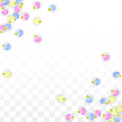 Vector Realistic Colorful Petals Falling on Transparent Background.  Spring Romantic Flowers Illustration. Flying Petals. Sakura Spa Design. Blossom Confetti. Design Elements for Wedding Decoration.