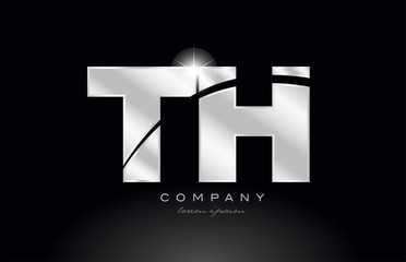 silver letter th t h metal combination alphabet with grey color on black background logo © dragomirescu
