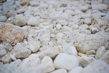 Stones, pebles and rocks on Greek beaches on the island Kefalonia