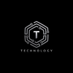 Hexagon Techno T Letter Logo