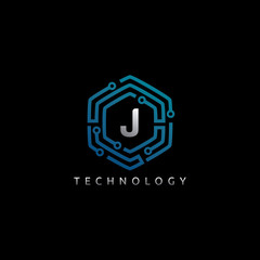 Hexagon Techno J Letter Logo