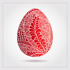 Vector ornamental hand drawn doodle Easter eggs. Easter greeting card, spring floral background.