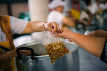 Feeding concept, Food donation, Helping people in society