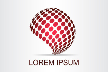 Abstract technology logo stylized spherical surface with abstract shapes. This logo is suitable for global company, world technologies, media and publicity agencies 