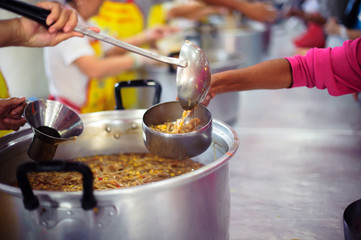 Charity food for the poor people to enjoy eating