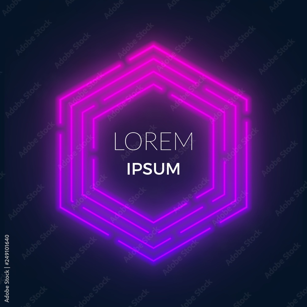 Poster neon futuristic round frame for text. can be used as a background. vector illustration of eps 10.