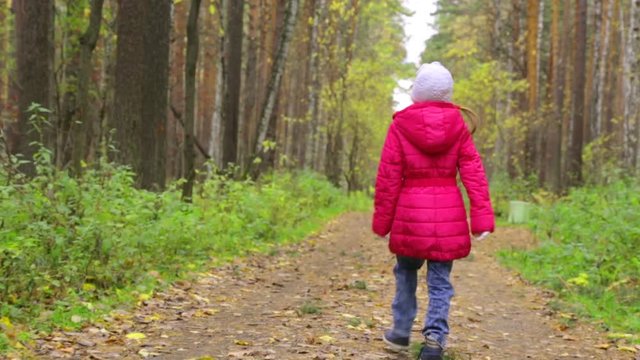 Little girl walking along a path in park