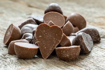 Pile of heart shaped chocolate candy