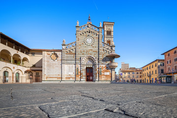 Prato, Italy. Exterior of Cathedral of Santo Stefano - obrazy, fototapety, plakaty