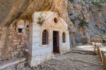 Fototapeta premium Abandoned Orthodox monastery of Kathalikos in Samaria. Crete, Greece