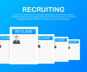 Recruitment concept. Hire workers, choice employers search team for job. Resume icon. Vector illustration.