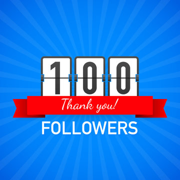 100 followers, Thank You,  social sites post. Thank you followers congratulation card. Vector illustration.