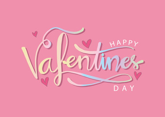 Happy Valentines Day poster. Hand lettering typography. 