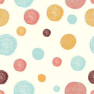 Cute seamless pattern, polka dot fabric, wallpaper, vector. Cheerful polka dot vector seamless pattern. Can be used in textile industry, paper, background, scrapbooking.
