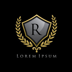 Golden Shield Luxury R Letter Logo