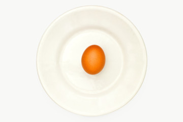 Chicken egg on white plate