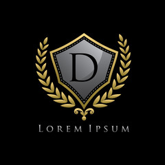 Golden Shield Luxury D Letter Logo