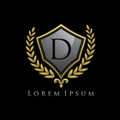 Obraz premium Golden Shield Luxury D Letter Logo