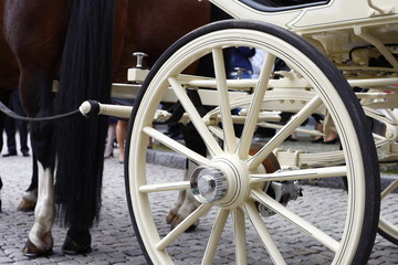 Fototapeta premium Close up of a vintage carriage wheel