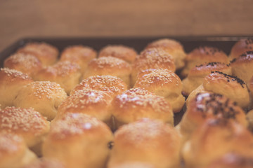 White flour bread buns.