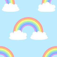 Seamless cartoon pattern with cute clouds. Vector texture. Template for web design, packaging.