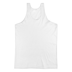blank white sleeveless T-shirt isolated on white background, for your design mockup for print