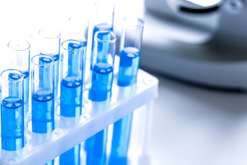 Laboratory, chemistry and science concept on white background