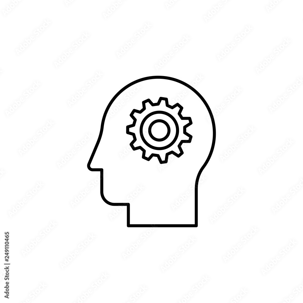 Poster intelligence, gear, head icon. element of human resources for mobile concept and web apps illustrati