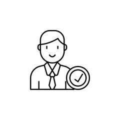 employee, user, check icon. Element of Human resources for mobile concept and web apps illustration. Thin line icon for website design and development, app development