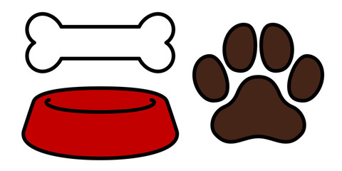 ホネと犬の足跡のパターン Paw Prints Dog Bone Pattern Vector Illustration Wall Mural Ochikosan