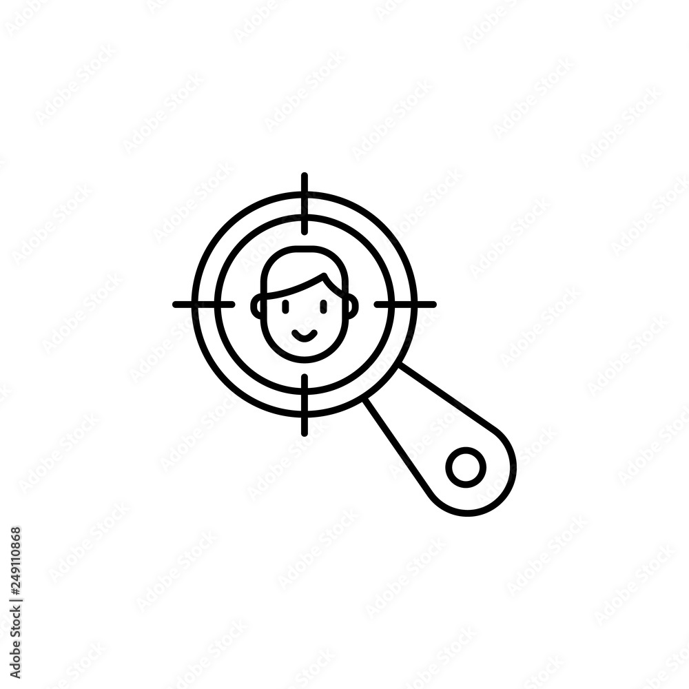 Poster target, searching icon. Element of Human resources for mobile concept and web apps illustration. Thin line icon for website design and development, app development
