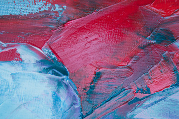 oil paint on canvas is written by palette knife. Closeup of a painting by oil and palette knife on canvas. 