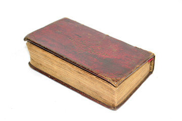 Antique Leather Bound Red book on White Background