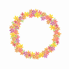 Watercolor flower wreath, handdrawn watercolour illustration