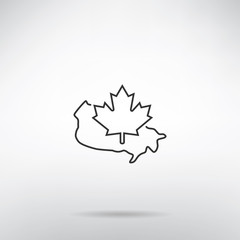 Canada thin line map icon with national symbol with background