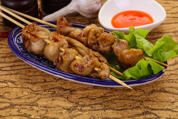 Chicken skin skewer