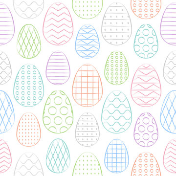 Easter seamless pattern. Minimal design. Colorful Easter eggs. Vector Illustration.