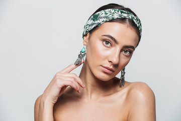 Beauty portrait of a topless young beautiful woman