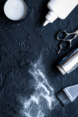 hairdresser profession select of hair color on dark background