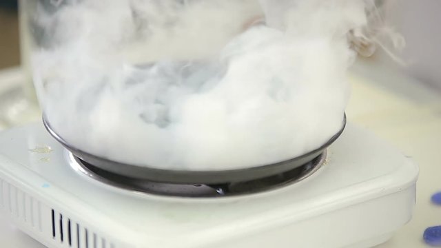 Dry ice melting and evaporating
