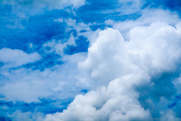 blur white heap cloud sunshine in summer  blue sky soft cloud