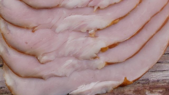 Sliced meat pieces, bacon, cold boiled pork, balyk