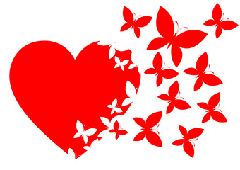 Fototapeta na wymiar illustration of an heart turning into butterflies