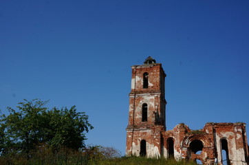 Fototapeta na wymiar Ruins of church in Belaya Tserkov, Belarus