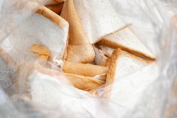 Slice White bread in plastic bag