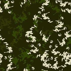 Forest camouflage of various shades of green and white colors