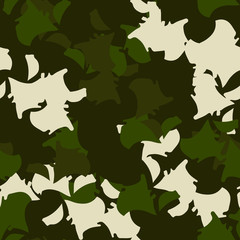 Forest camouflage of various shades of green and white colors