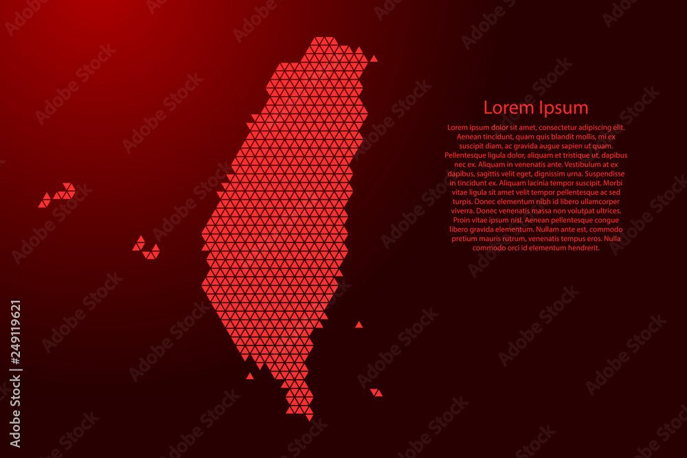 Aufkleber taiwan map abstract schematic from red triangles repeating pattern geometric background with nodes f