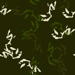 Forest camouflage of various shades of green and white colors
